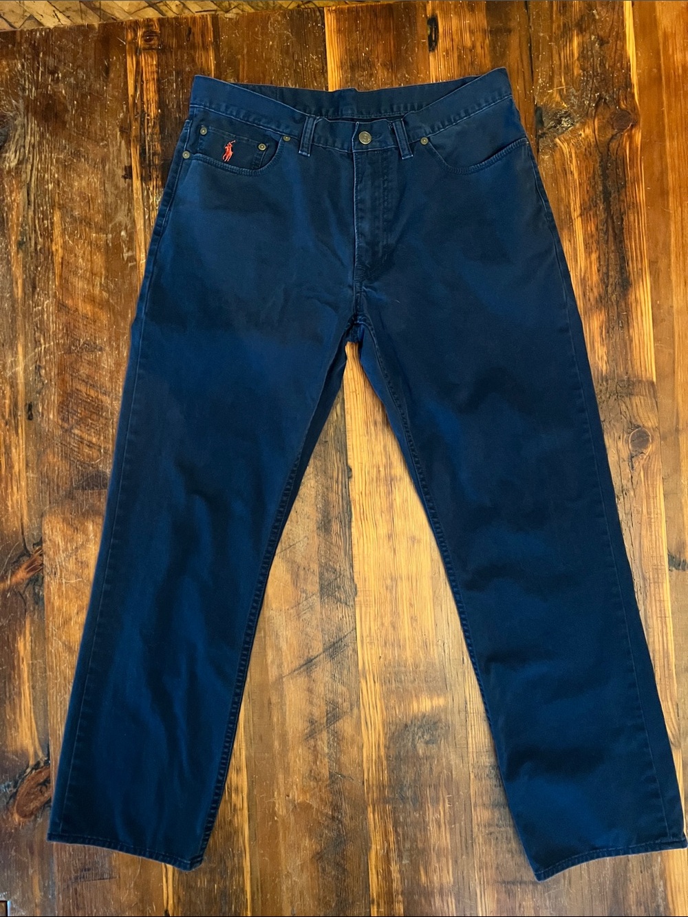 Polo by Ralph Lauren Men’s Dark Navy Straight Jeans with Red Logo